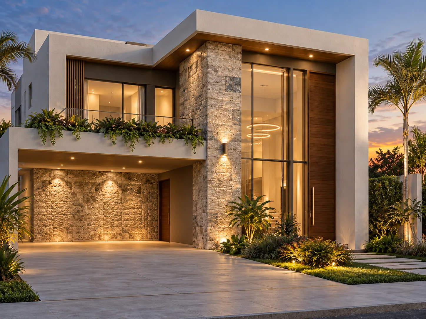 Fachada com Rockface Silver – Travertino Silver — inspiração de aplicação