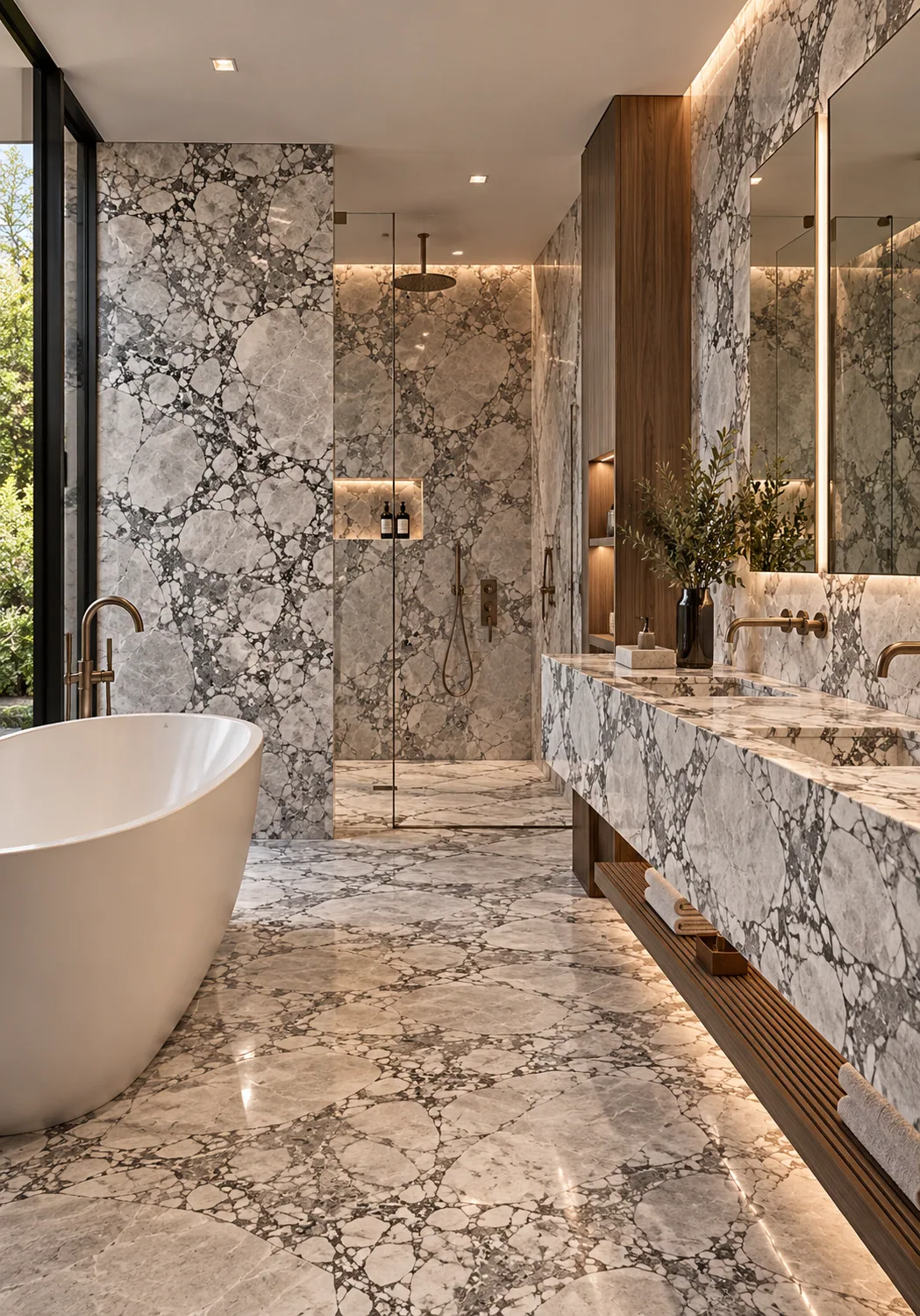 Banheiro spa com Super White Dolomite — inspiração de aplicação