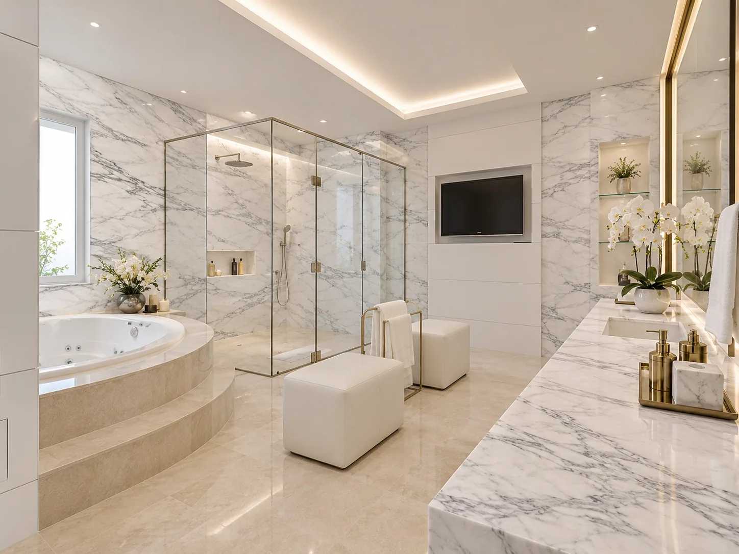 Banheiro spa bancada com Danby Marble — inspiração de aplicação