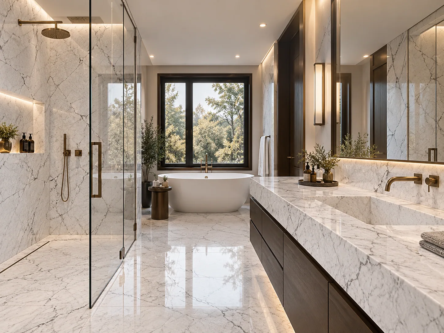 Banheiro spa com Statuario Dolomite — inspiração de aplicação