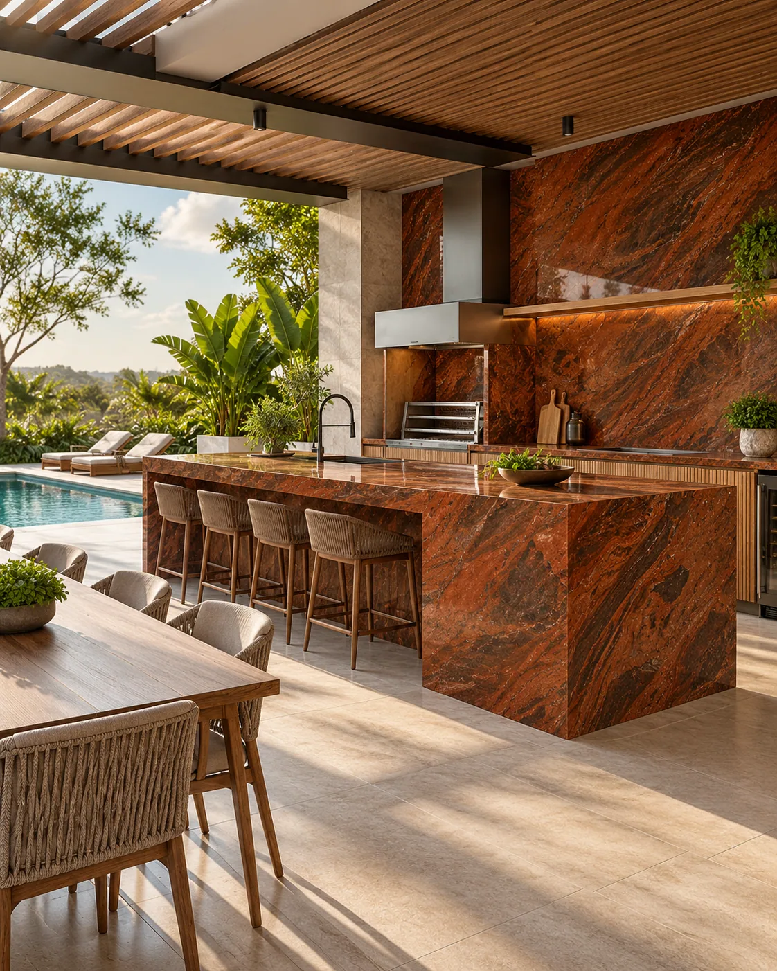 Área gourmet bancada com Mirage — inspiração de aplicação