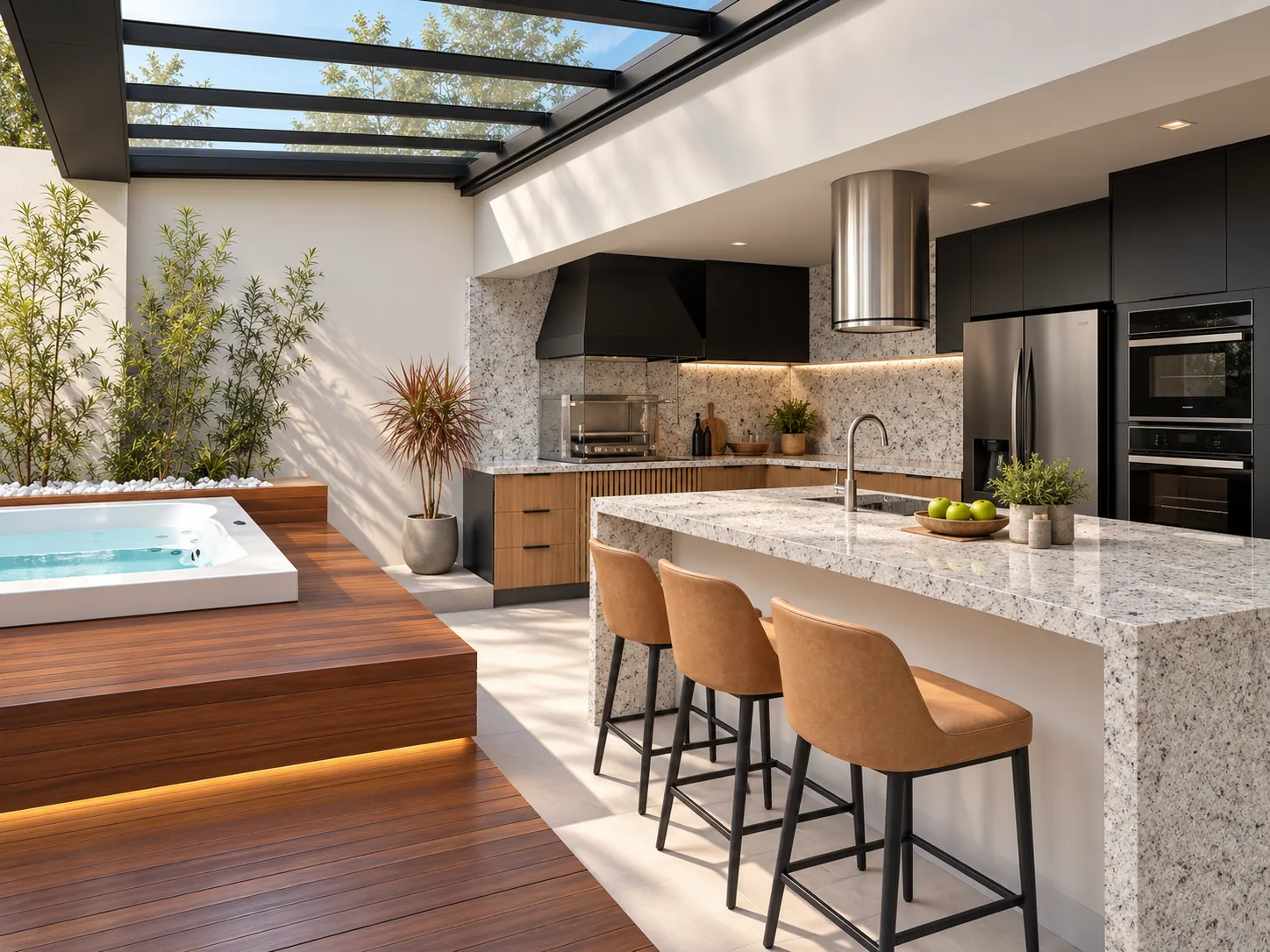 Área gourmet bancada com Branco Siena — inspiração de aplicação