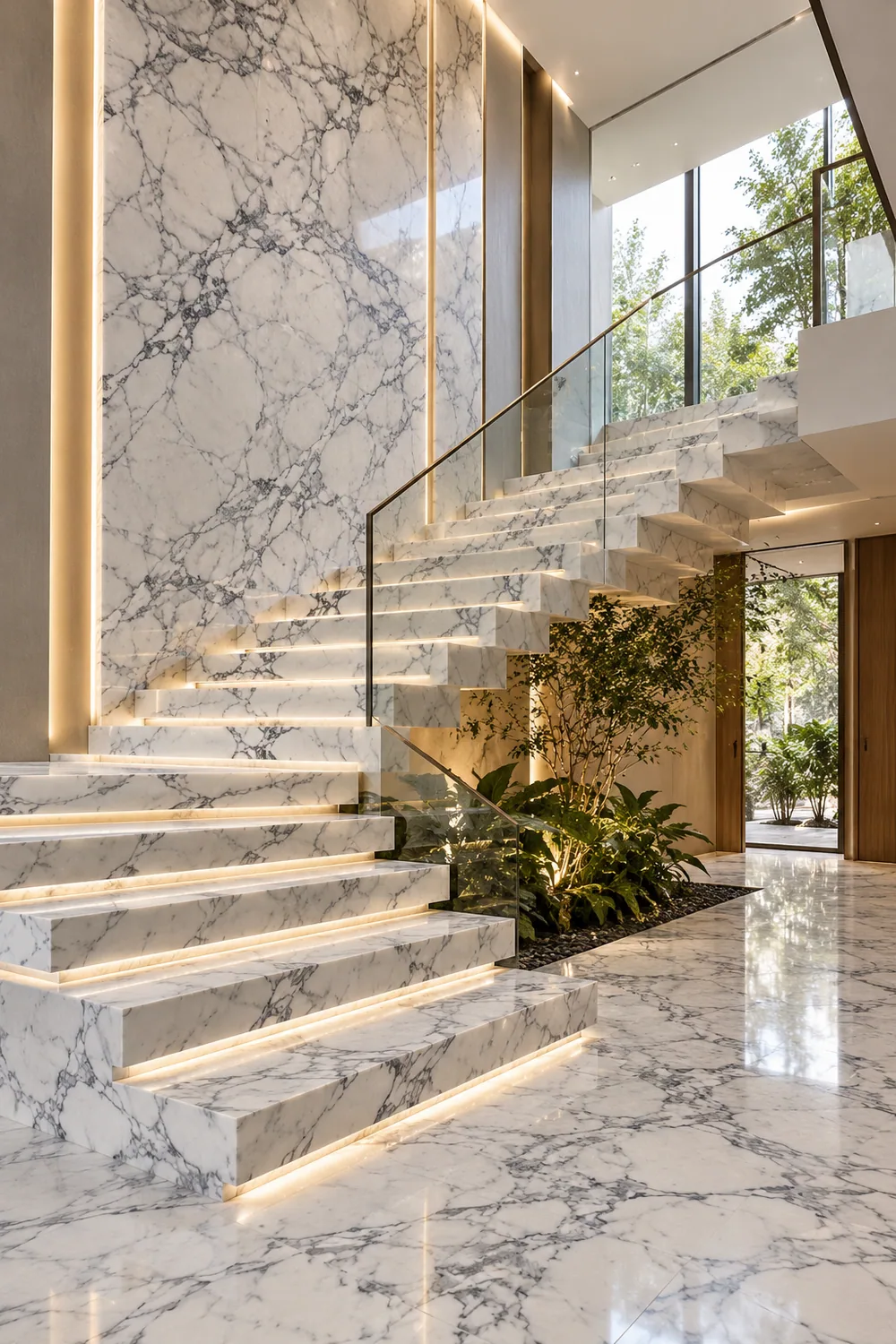 Escadaria com Carrara Dolomítico — inspiração de aplicação