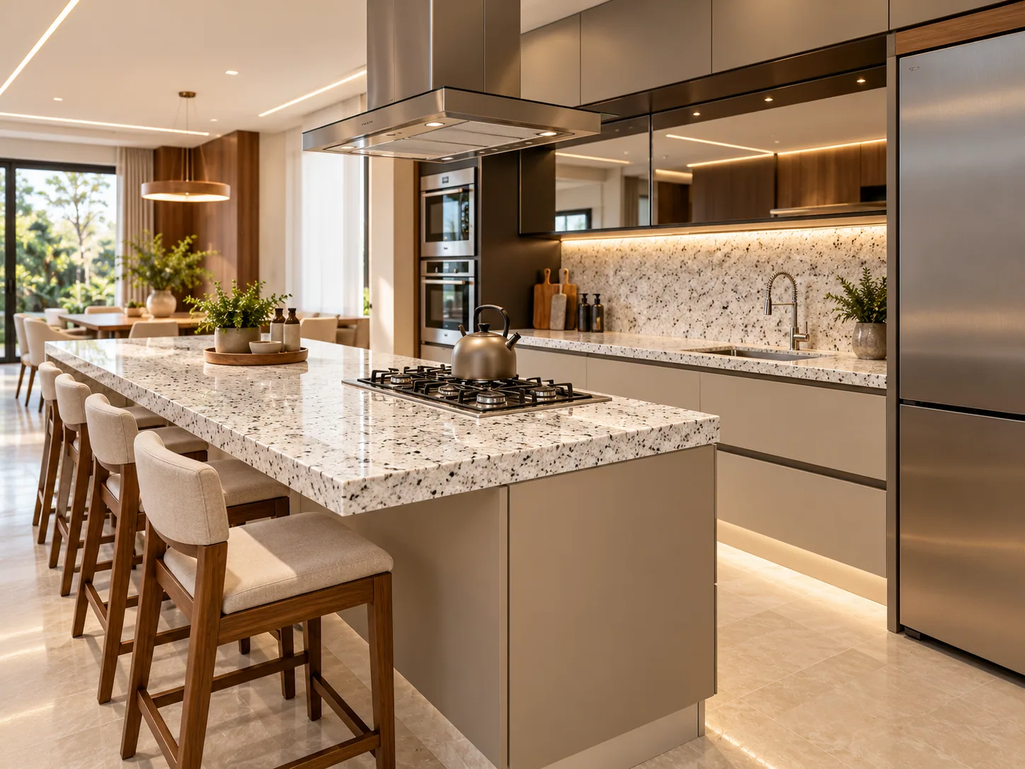 Cozinha bancada com Branco Cristal — inspiração de aplicação