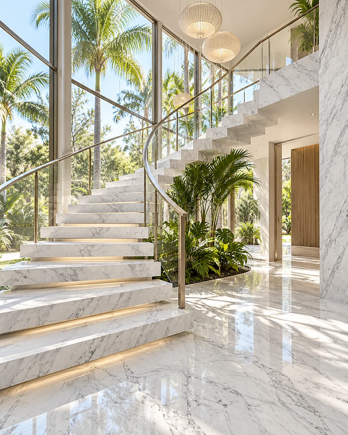 Escadaria com Calacatta Lincoln — inspiração de aplicação