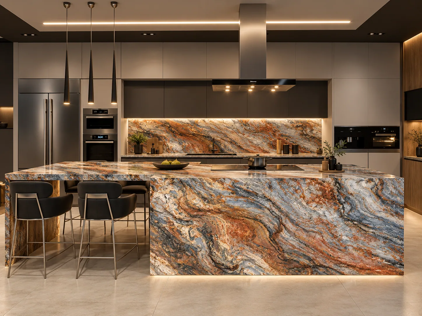 Cozinha bancada com Fusion Wow — inspiração de aplicação