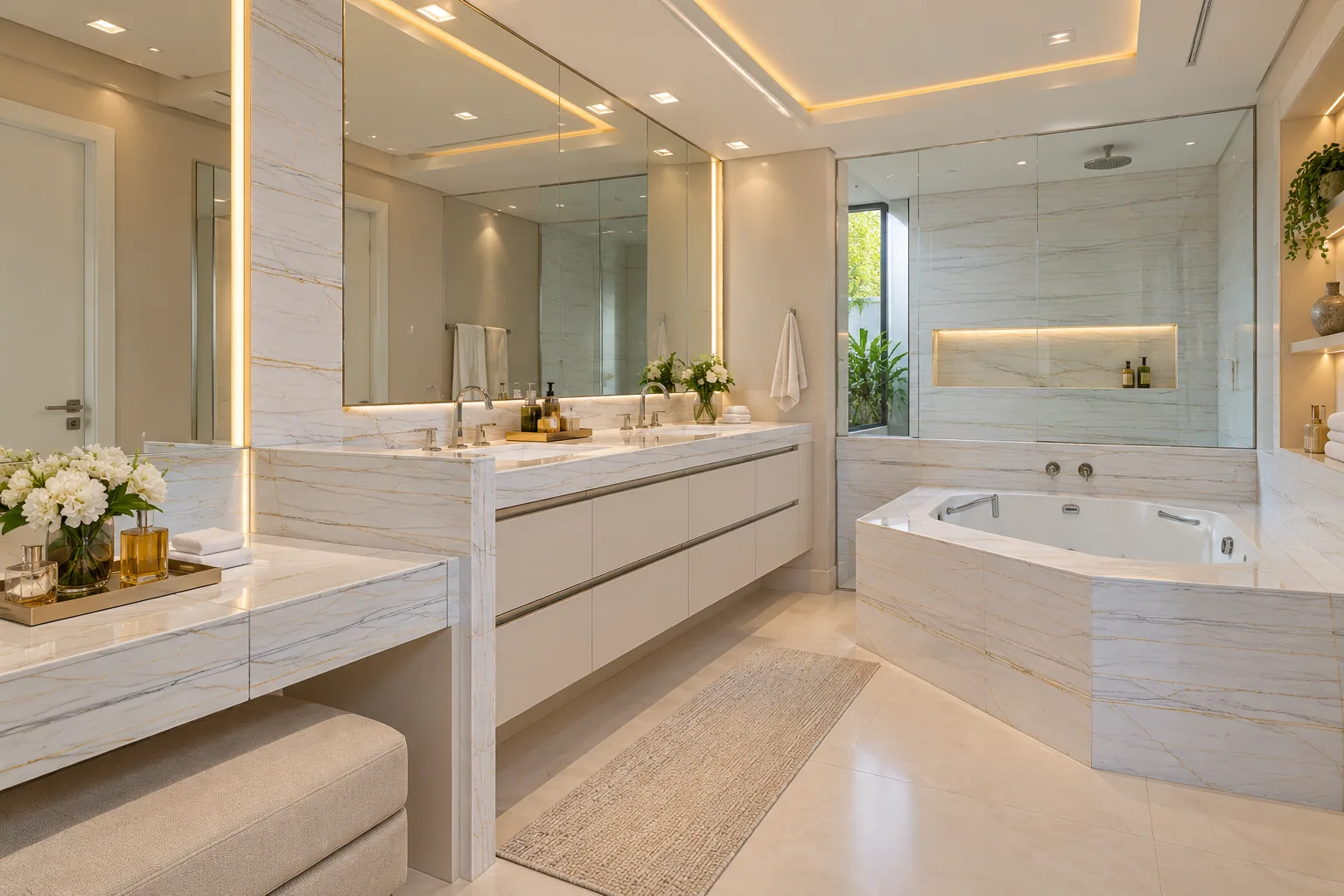 Banheiro spa com White Macaubas — inspiração de aplicação