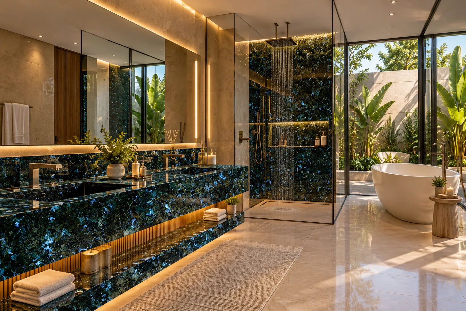 Banheiro luxuoso com Blue Star — inspiração de aplicação