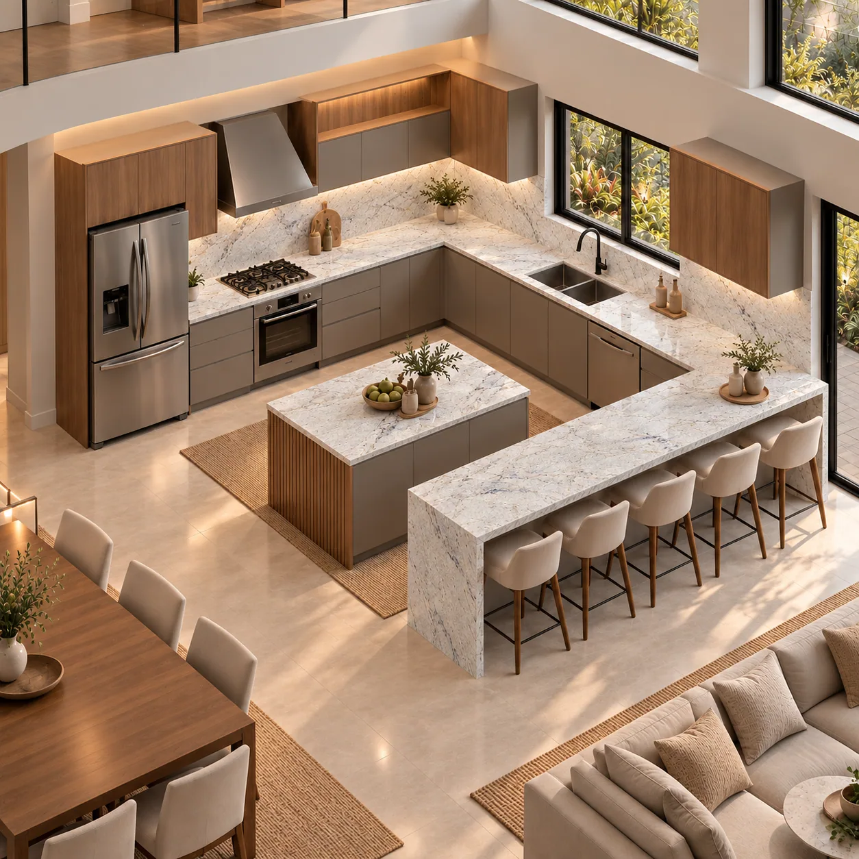 Cozinha contemporânea com Branco Romano — inspiração de aplicação
