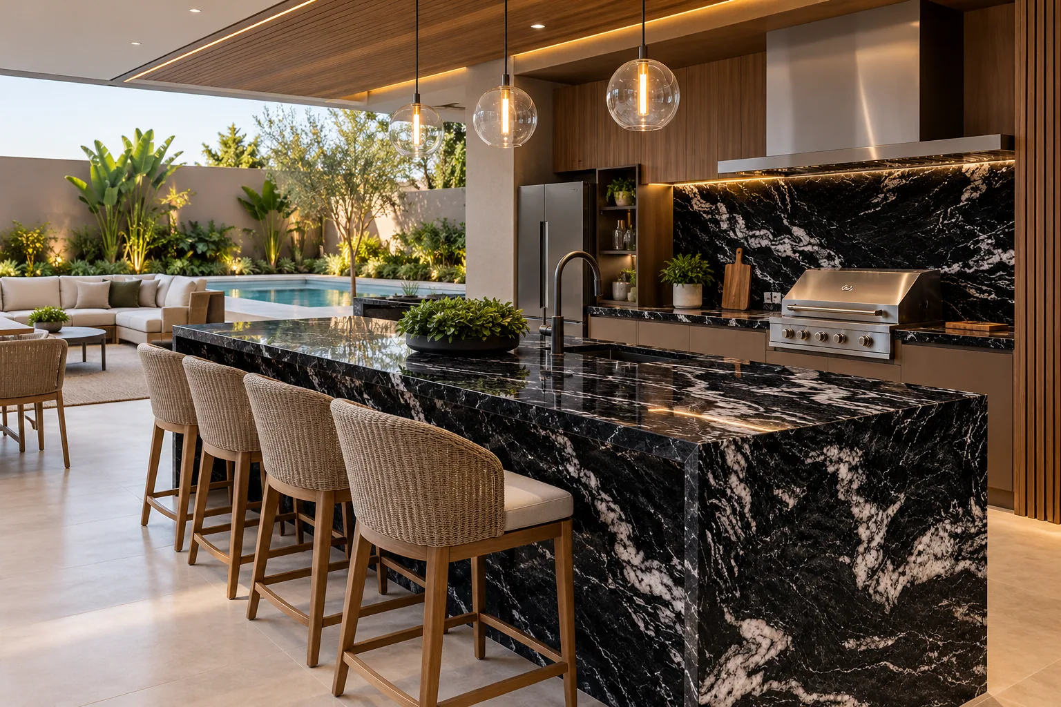 Cozinha externa com Titanium — inspiração de aplicação