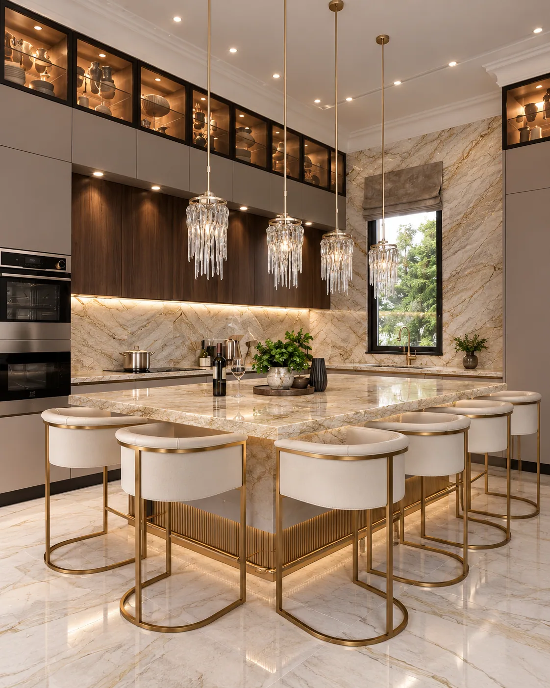 Cozinha de luxo com Champagne — inspiração de aplicação