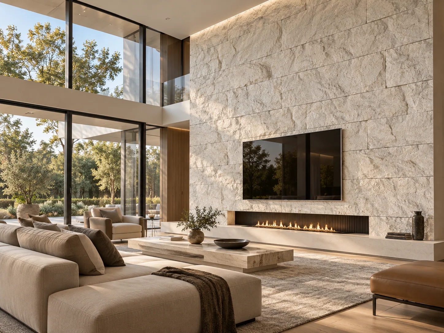 Painel com Rockface – Limestone — inspiração de aplicação