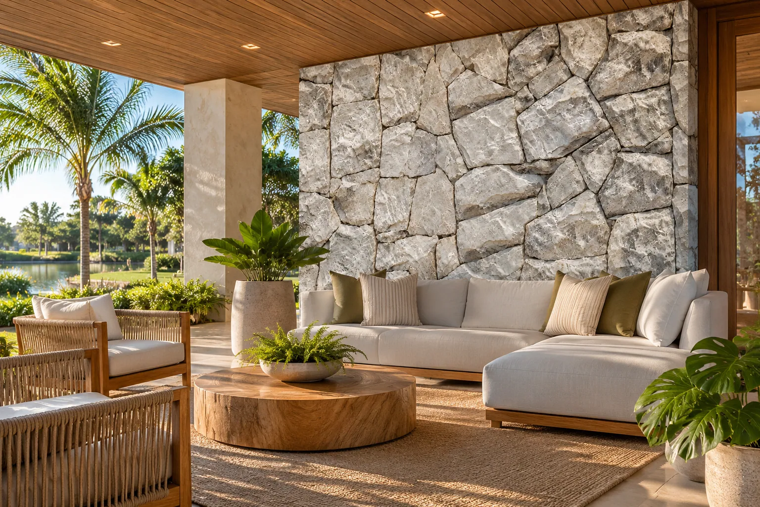 Lounge com Almofadada Branca Clara — inspiração de aplicação