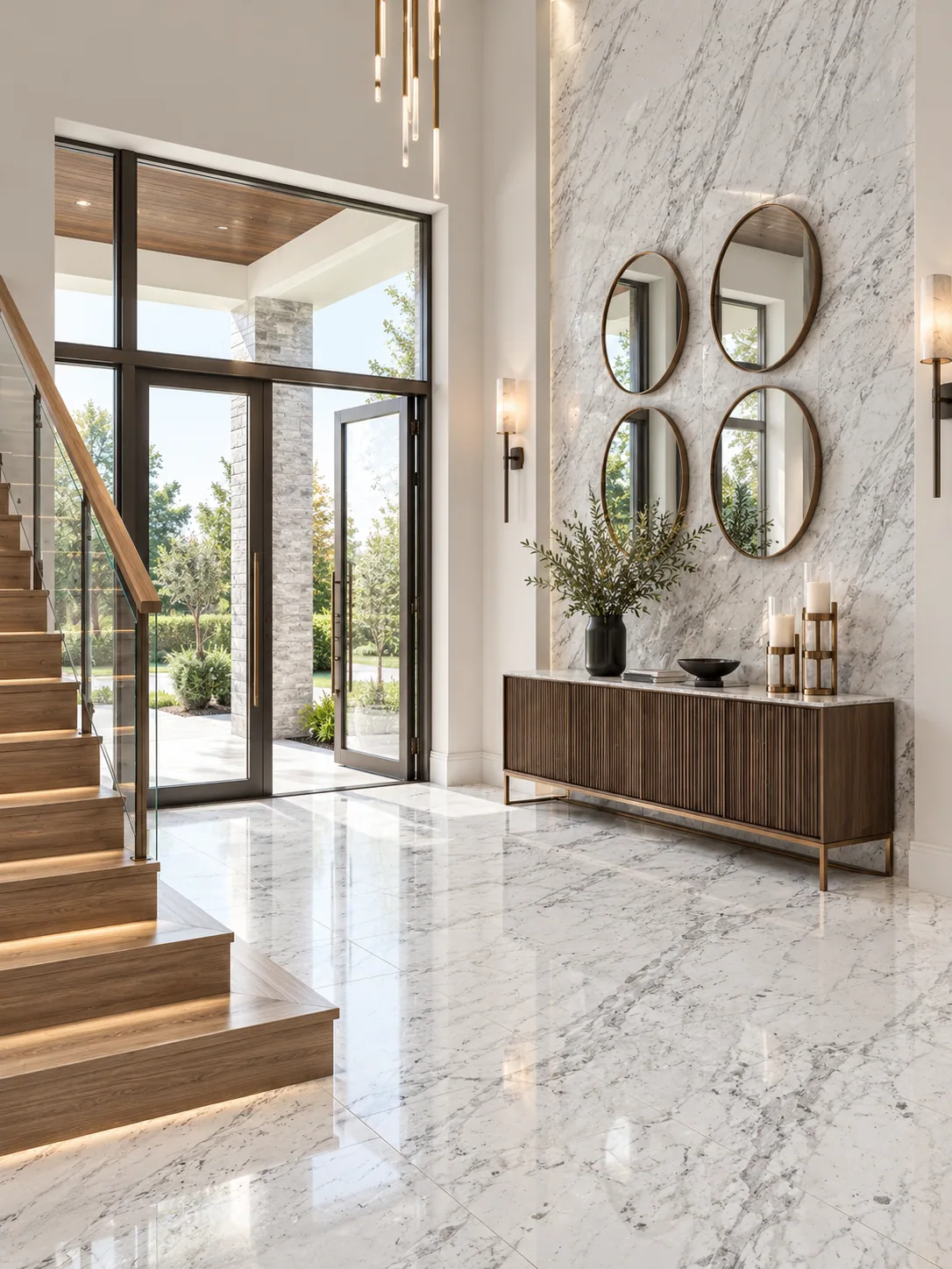 Hall de entrada com Calacatta Lincoln — inspiração de aplicação