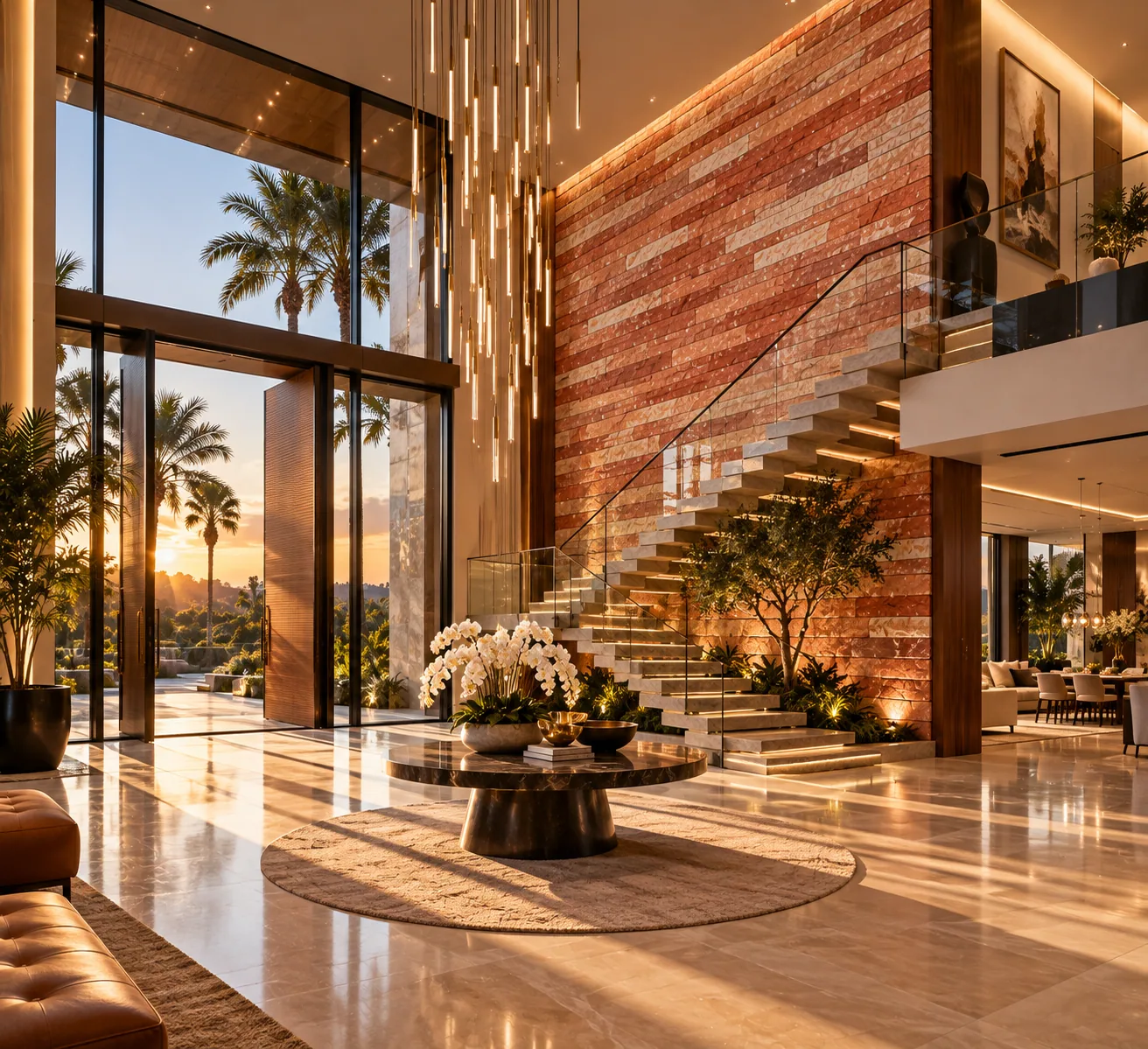 Hall de entrada com Arenito Réguas Terracota — inspiração de aplicação