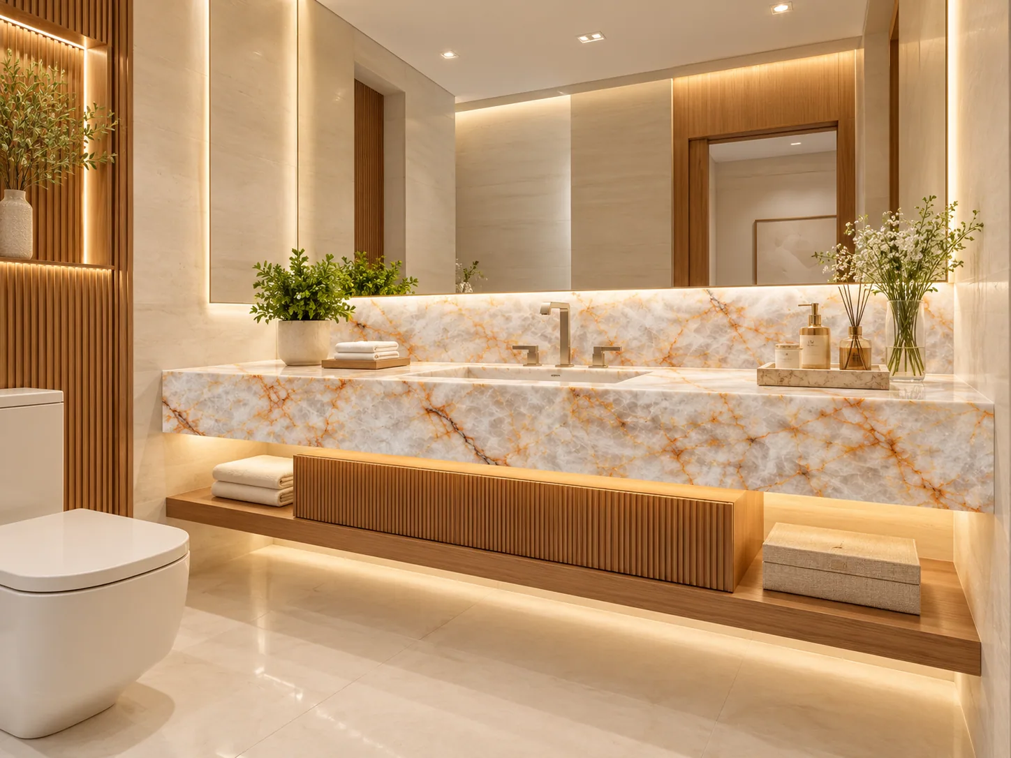 Lavabo bancada com Cristallo — inspiração de aplicação