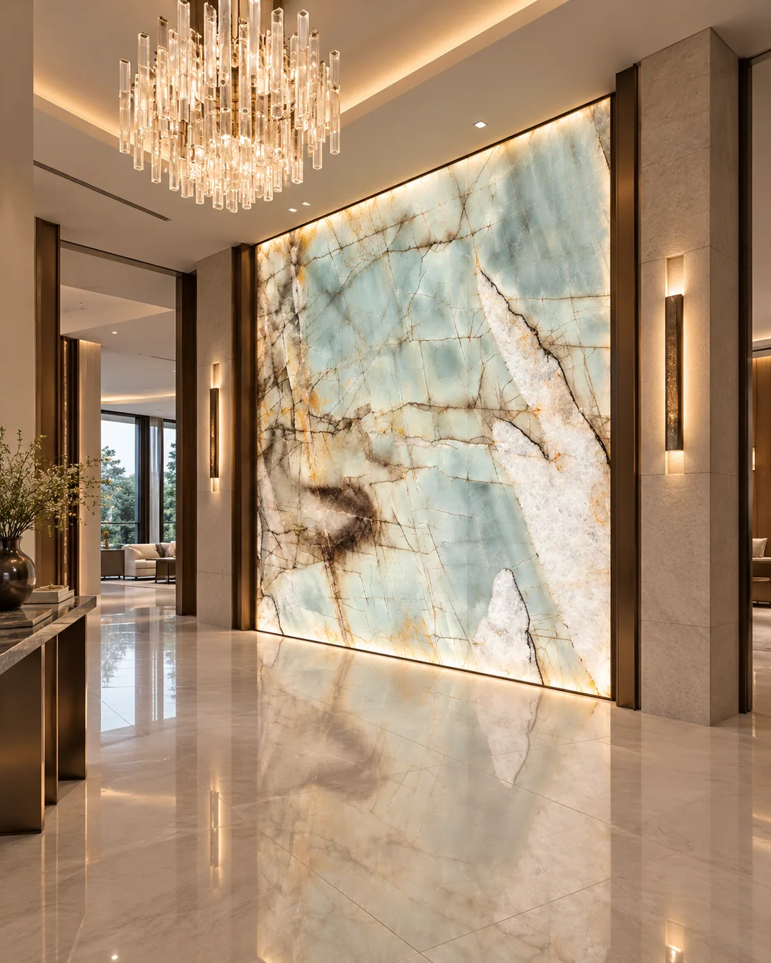 Hall painel retroiluminado com Cristallo Tiffany — inspiração de aplicação