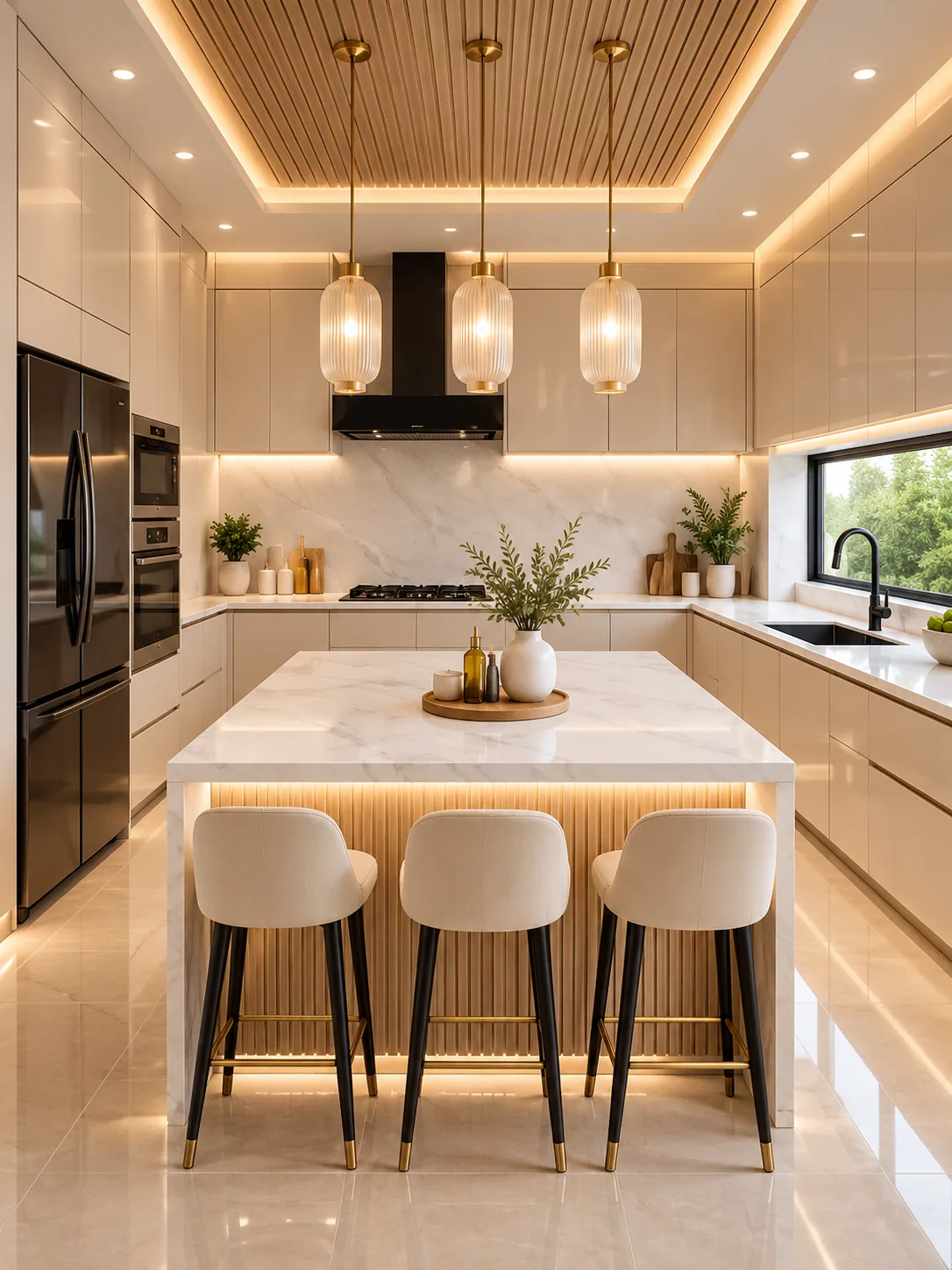 Cozinha moderna com Olympus White — inspiração de aplicação