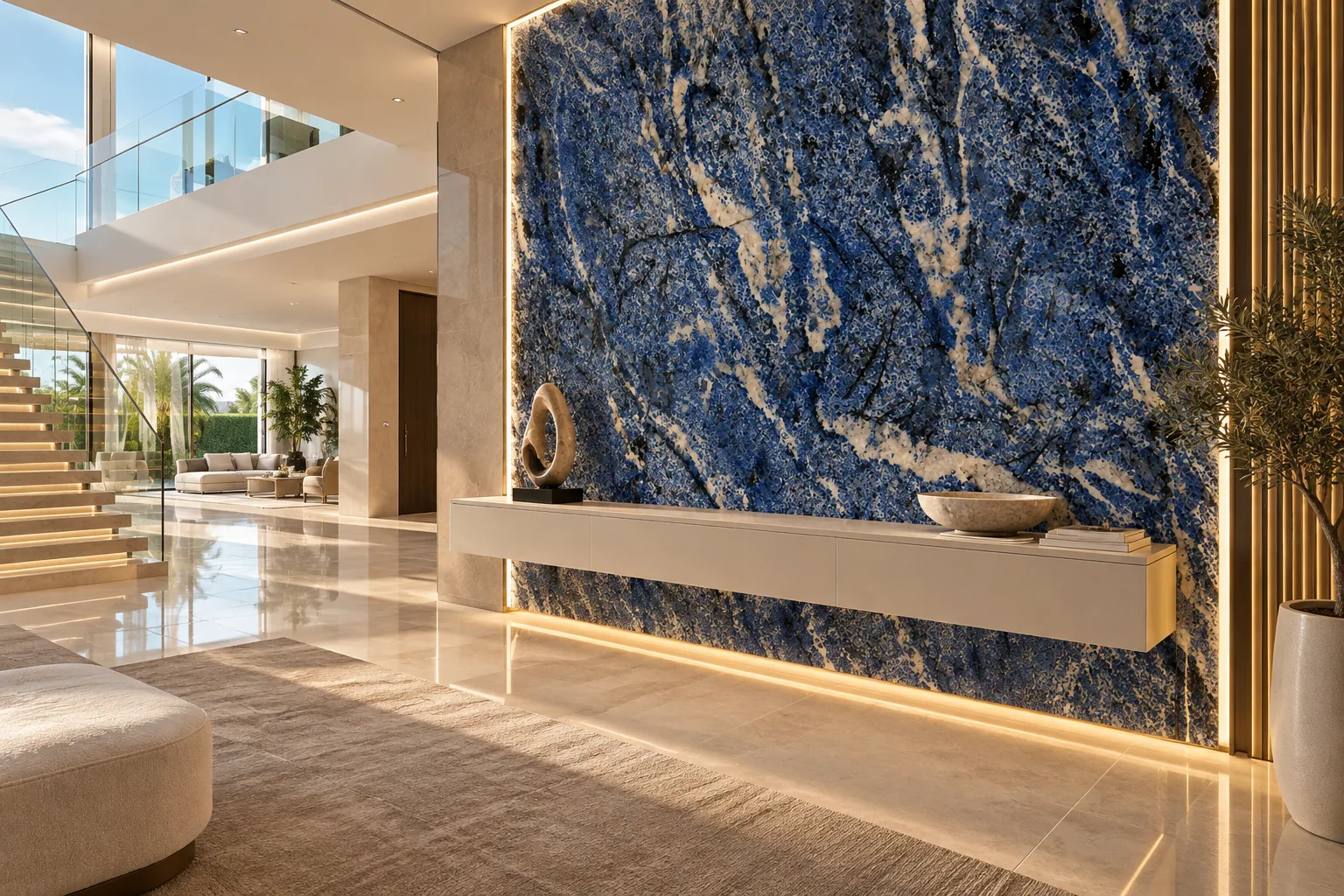 Hall parede com Azul Bahia — inspiração de aplicação