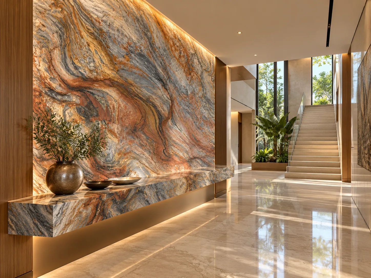Foyer parede com Fusion Wow — inspiração de aplicação