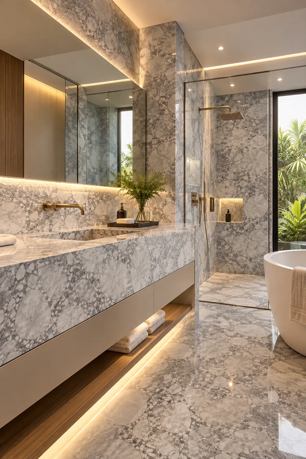 Lavabo com Vermont White Dolomite — inspiração de aplicação