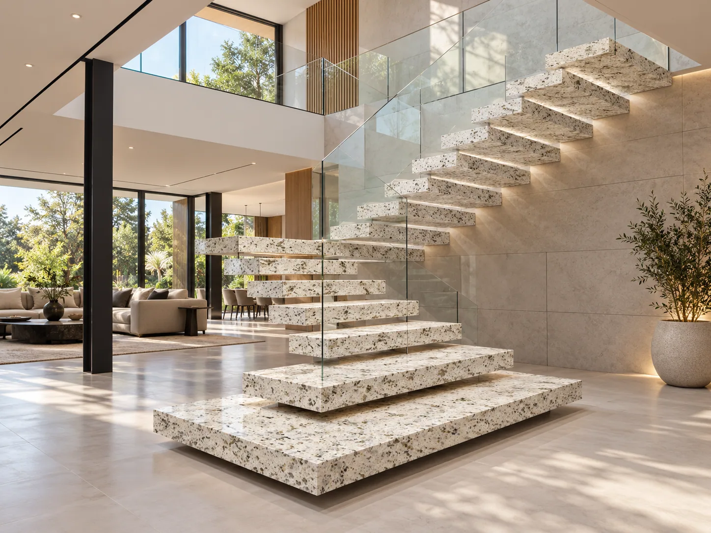 Escadaria flutuante com Branco Polar - Cotton — inspiração de aplicação