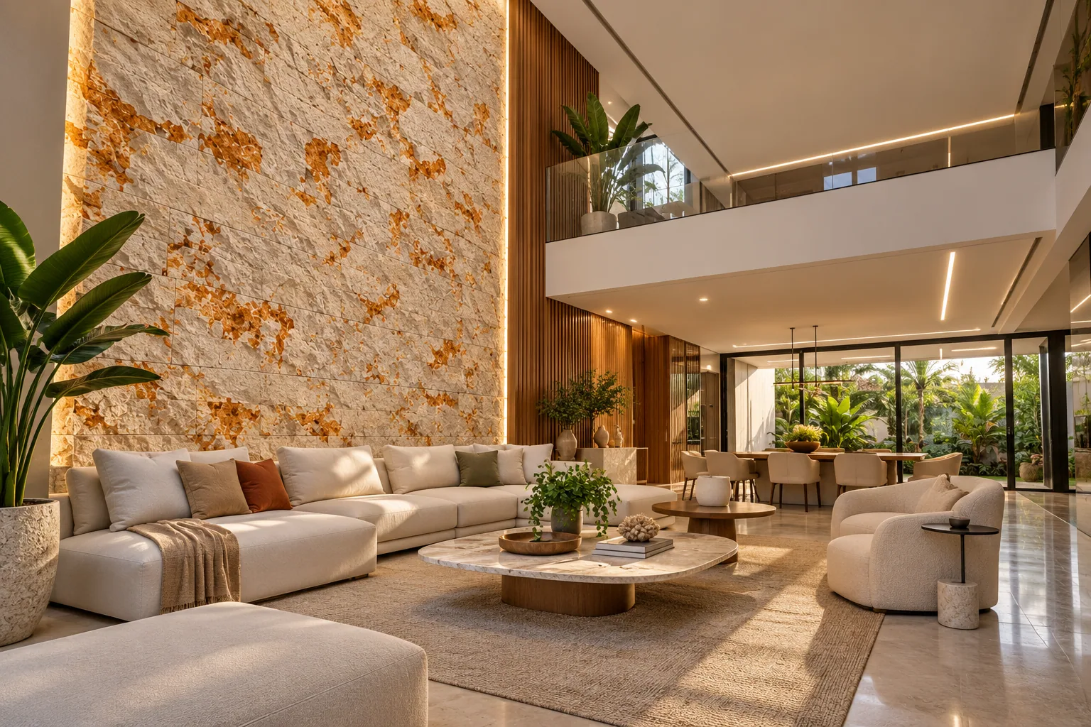 Parede com Rockface Cairo – Travertino Cairo — inspiração de aplicação