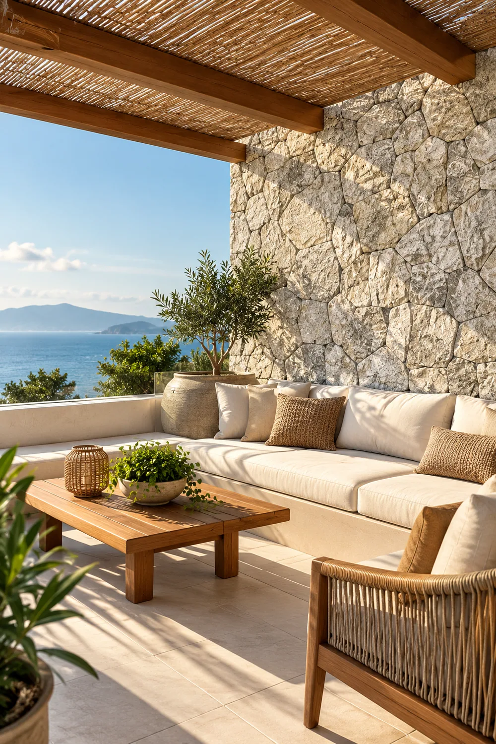 Terraço com Ouro Branco Almofadada — inspiração de aplicação