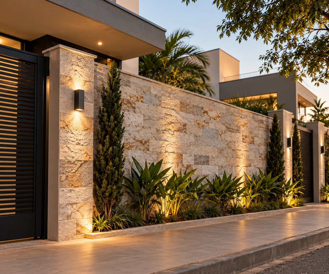 Muro com Quartzito Branco Liso – 30 x 15 cm — inspiração de aplicação