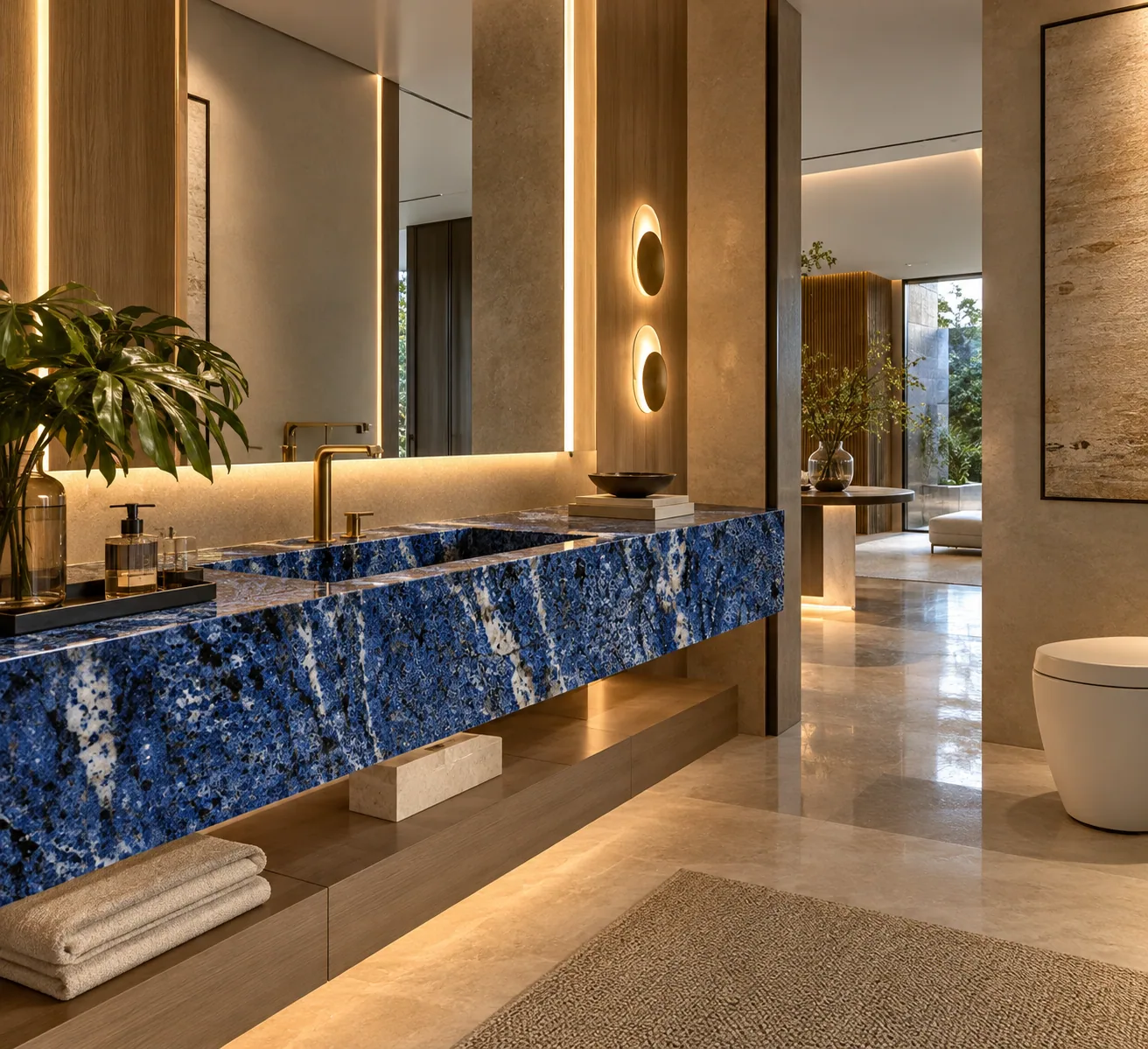 Lavabo com Azul Bahia — inspiração de aplicação
