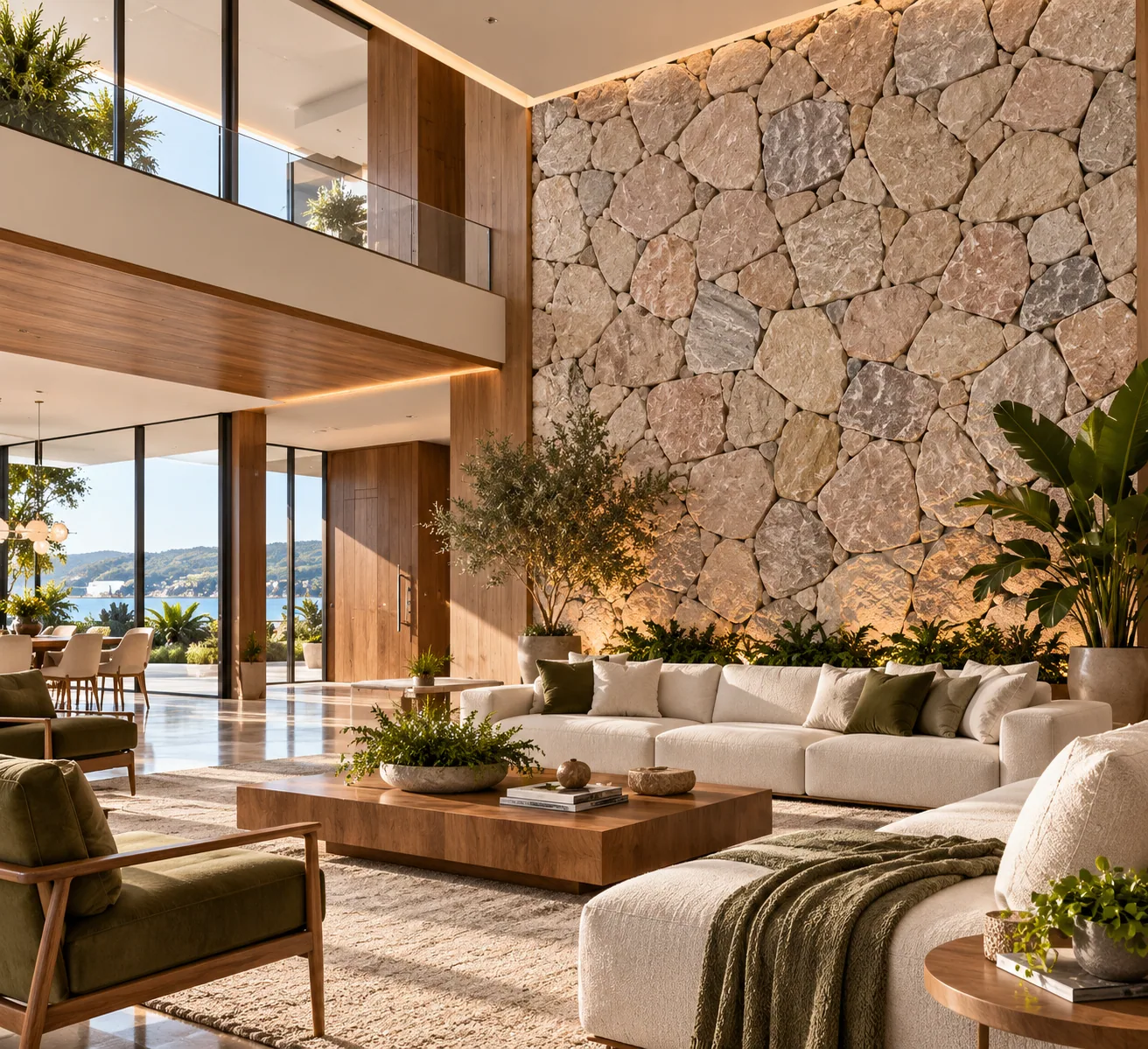 Sala moderna parede com Almofadada Branca Ferrugem — inspiração de aplicação