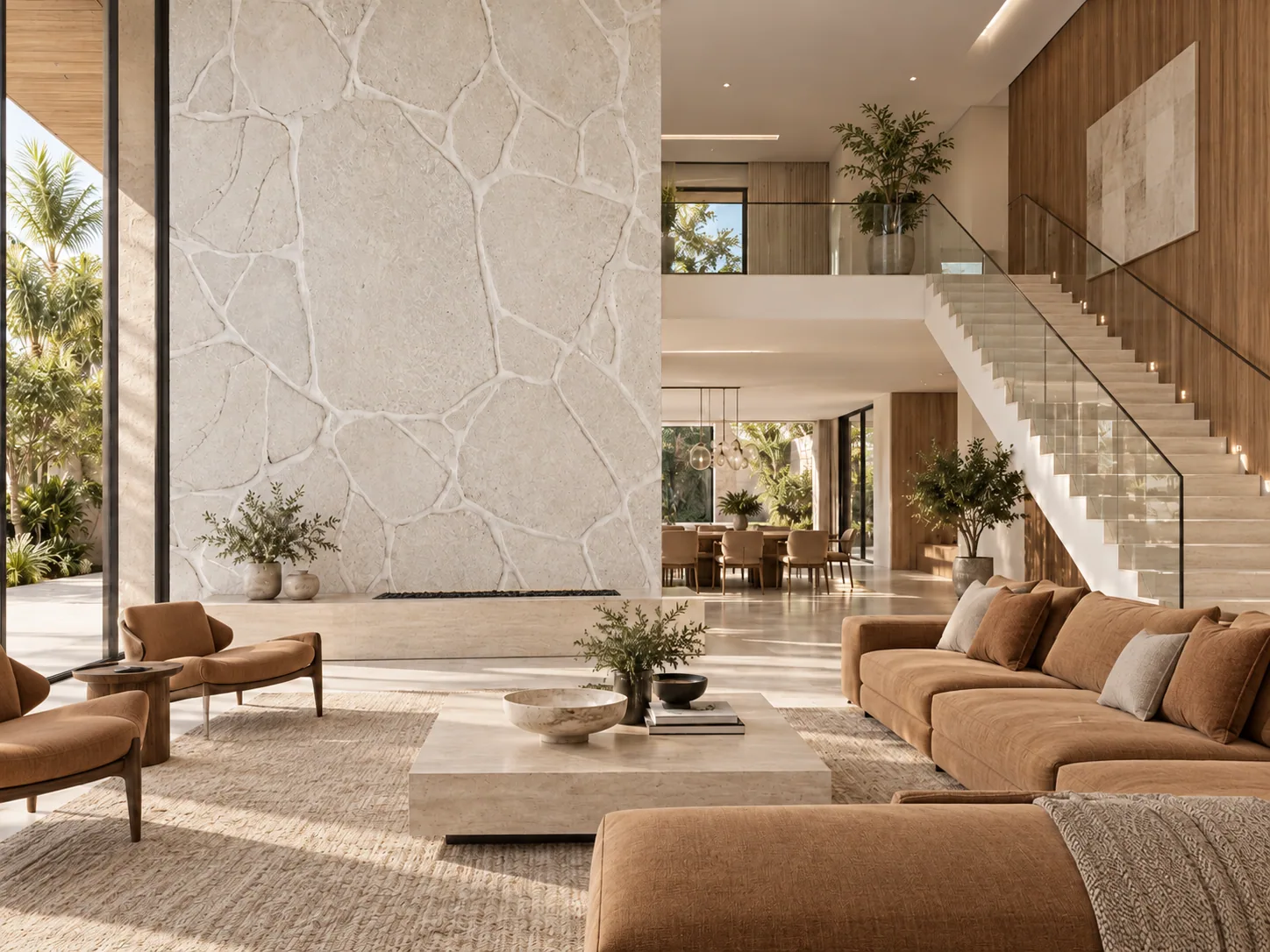 Sala de estar parede com Anticato Orgânico – Limestone — inspiração de aplicação