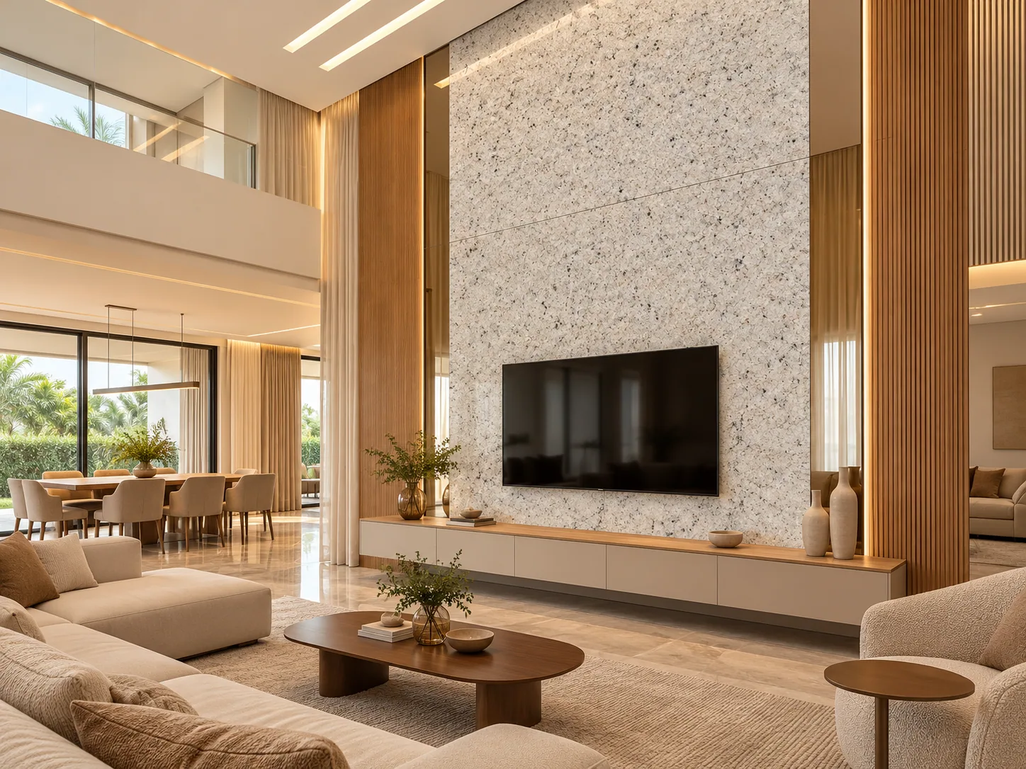 Parede de pedra com Branco Siena — inspiração de aplicação