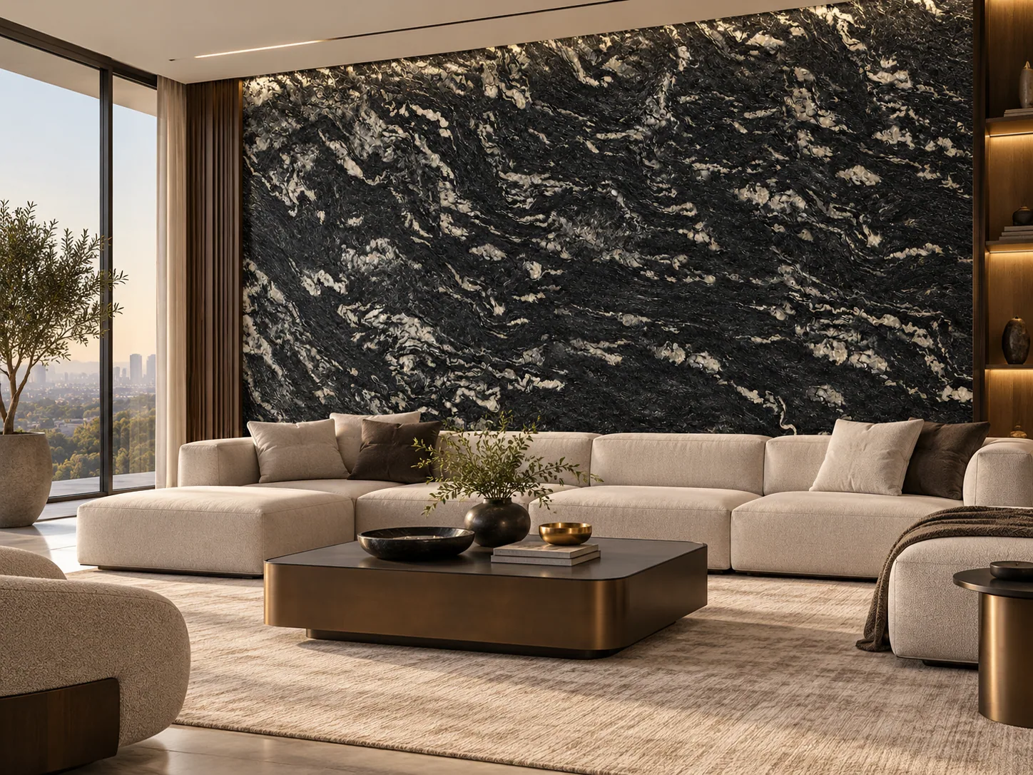 Sala painel parede com Blue Night — inspiração de aplicação
