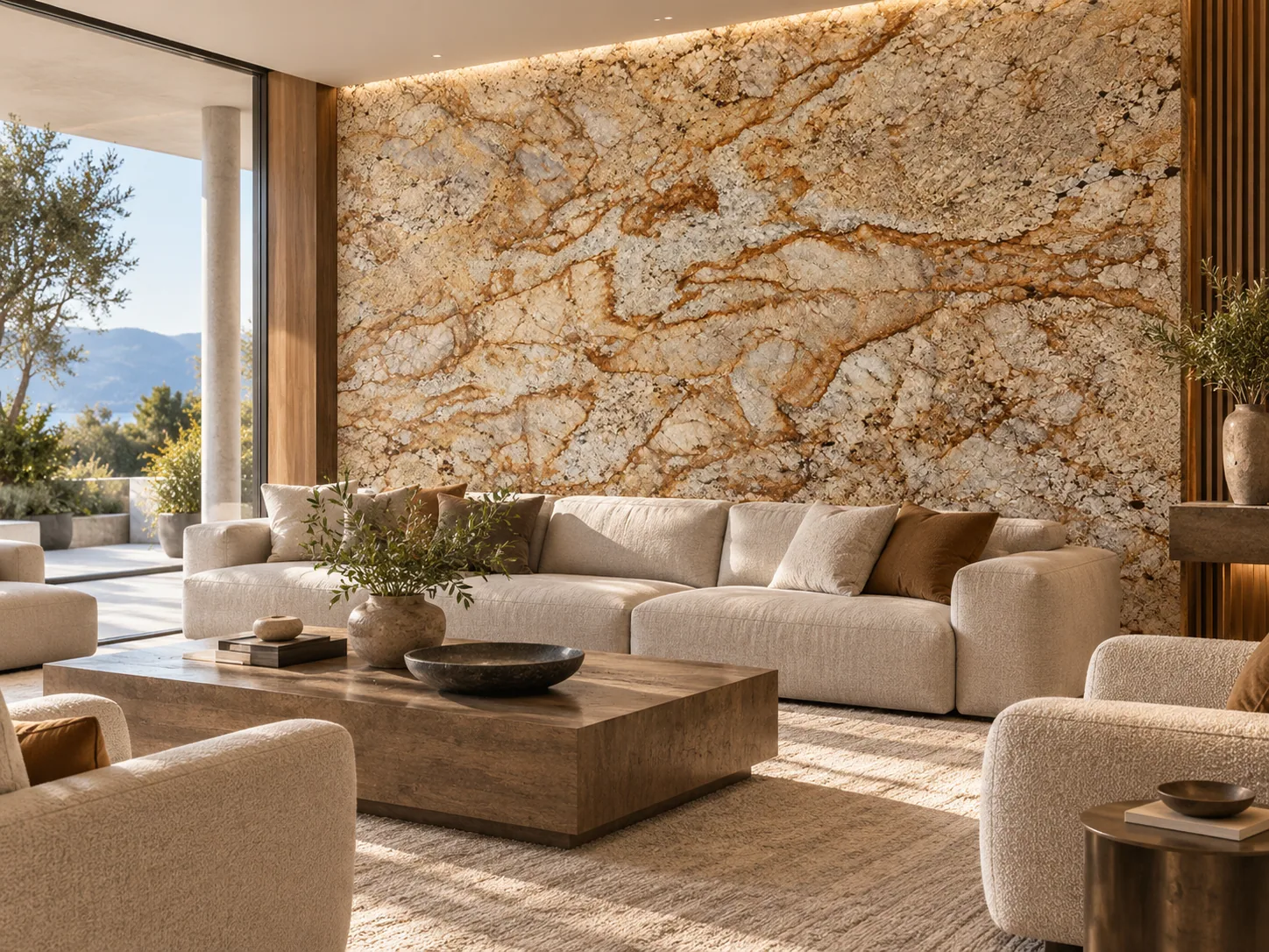 Parede com Alaska Gold — inspiração de aplicação