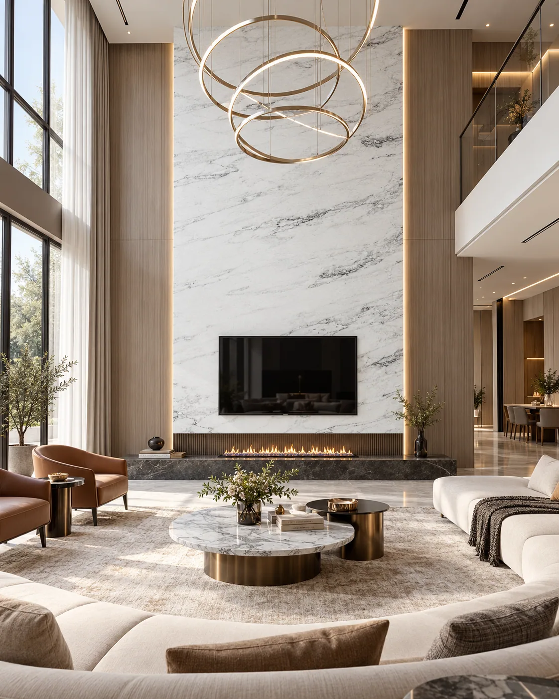 Sala painel com Brasília White — inspiração de aplicação
