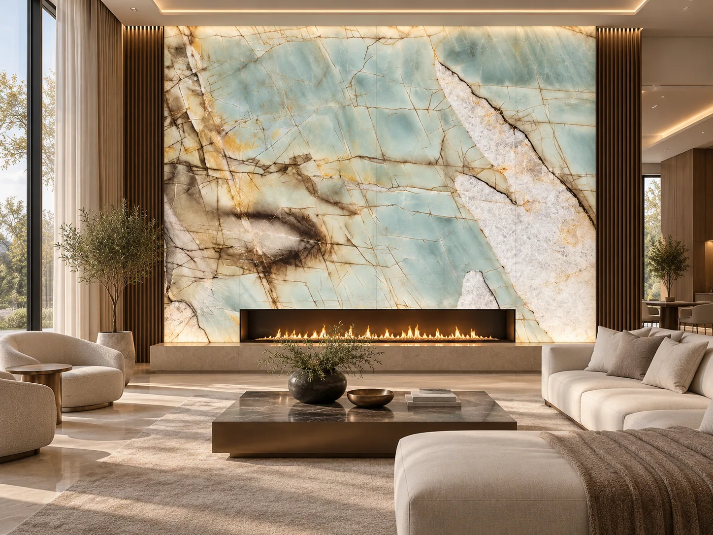 Sala painel retroiluminado com Cristallo Tiffany — inspiração de aplicação